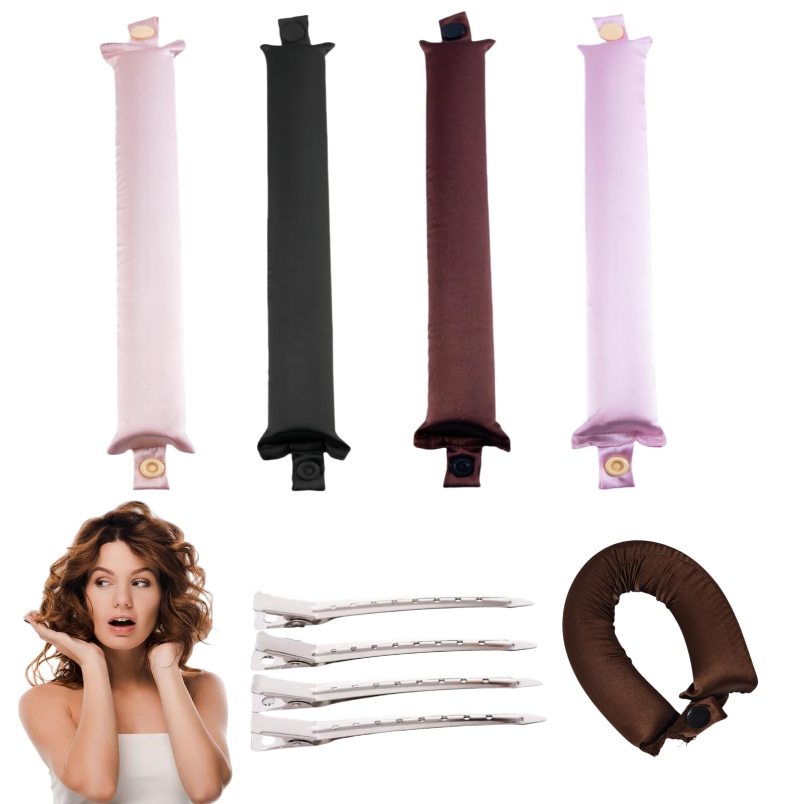 YmoryiyiHeatless Curls Band, Overnight Curls, 4 Pieces, Curls Without Heat, Overnight Curls for Medium Long Hair, Overnight Blowout