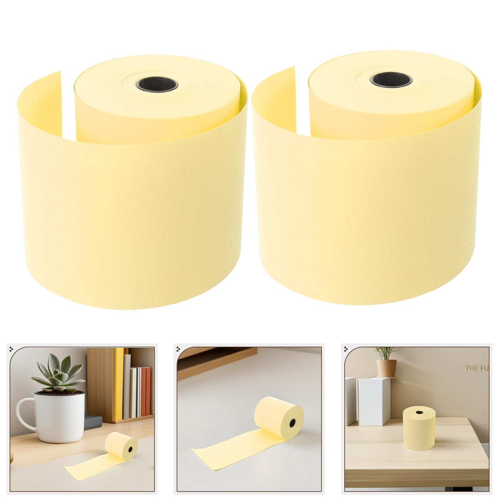 Gatuida Rollo de Papel Térmico Impresión Precisa a Baja Temperatura 4 Rollos Amarillo y Recubrimiento Resistente al Frío para Impresora Térmica para Tiendas y Cajones