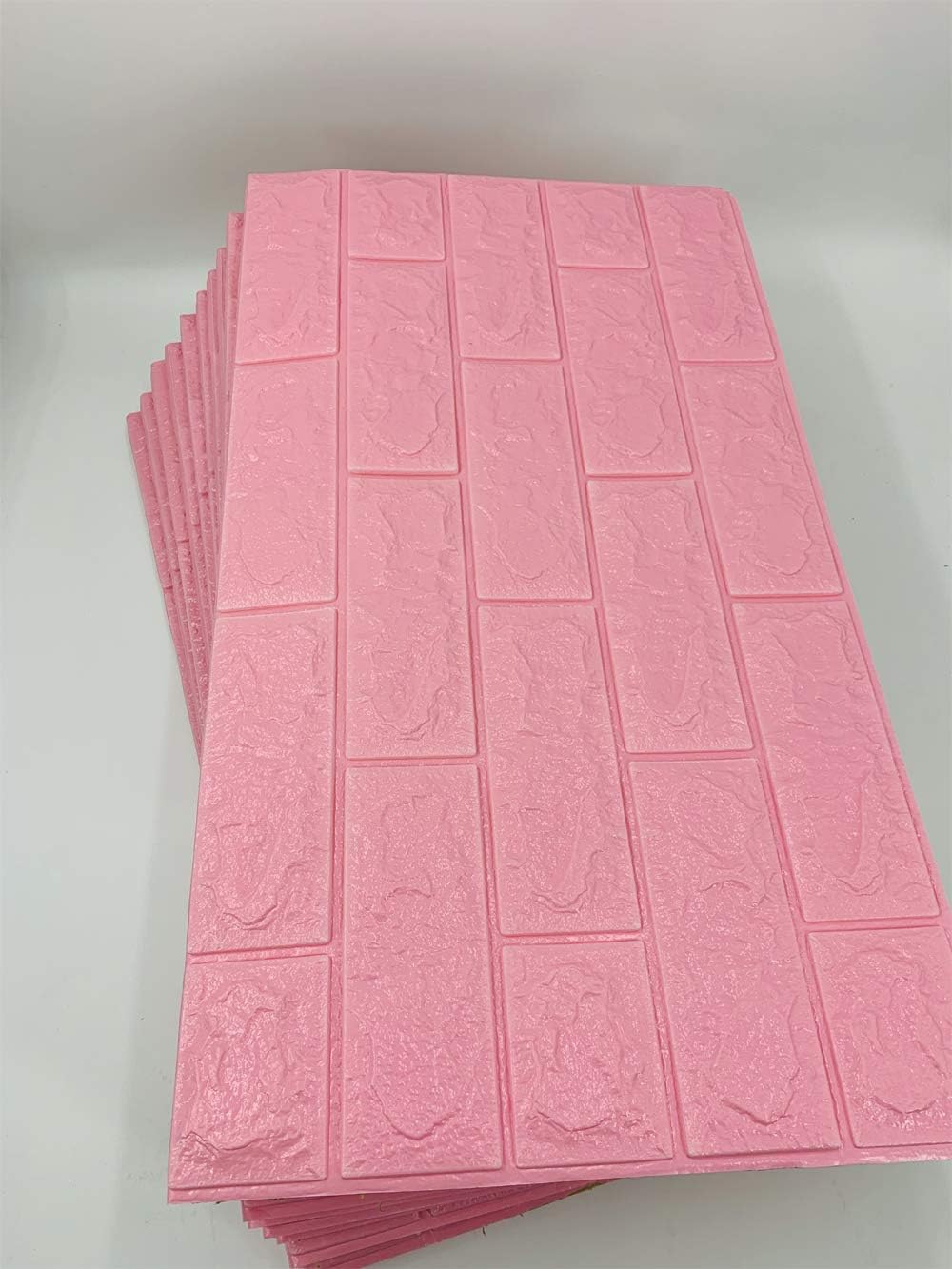 🔥 Hot Deals QIHANG Self Adhesive Waterproof Brick PE Wallpapers 3D Wall Sticker Living Room Wallpaper Mural Bedroom TV Background Decorative Stickers (10 PCS Light Pink)