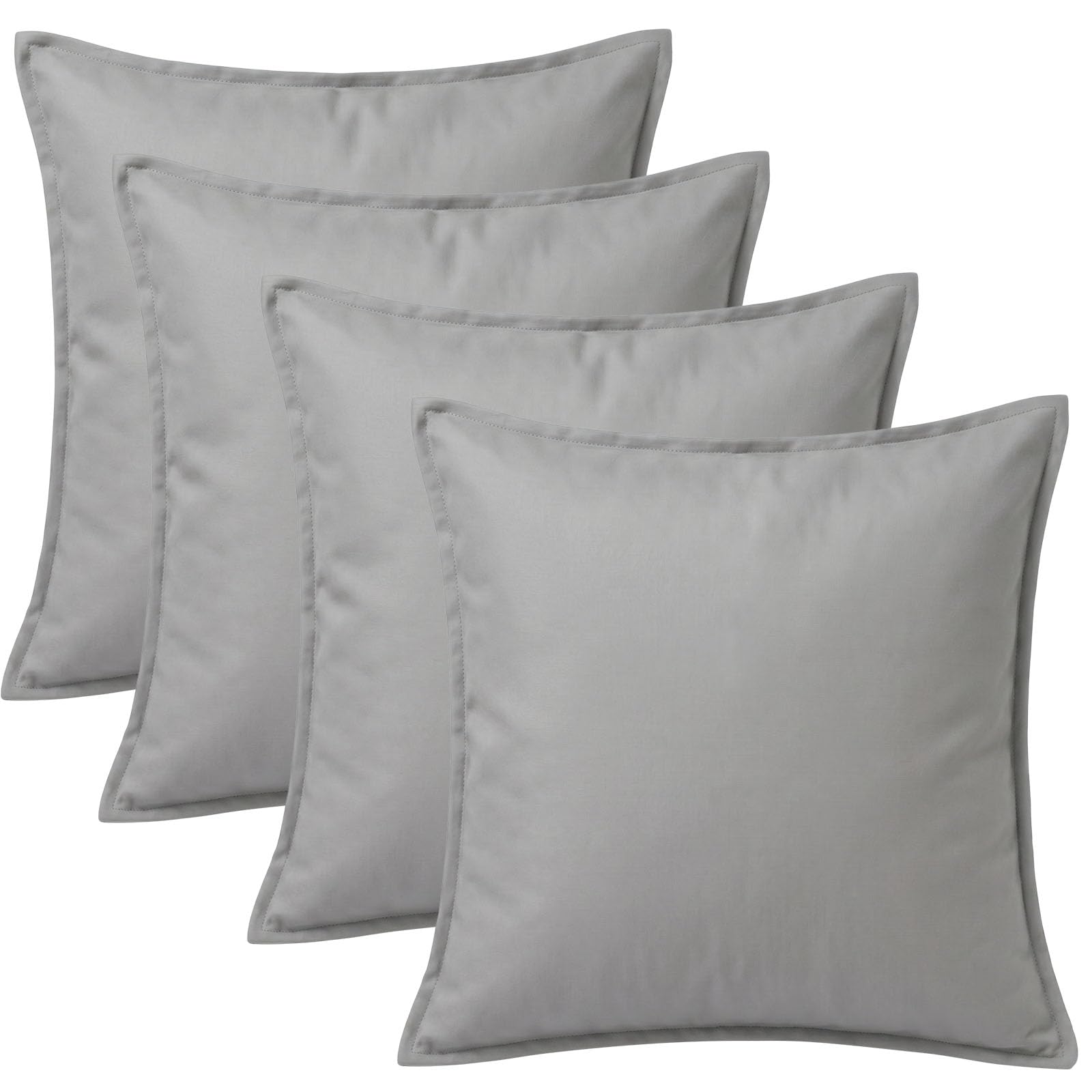 4 Pack Waterproof Outdoor Garden Scatter Cushions 45x45cm, Filled Seat Cushion Pads with Hollowfibre Filling & Invisible Zip, Decorative Throw Pillows 18"x18" for Rattan Sofa, Patio (Light Grey)