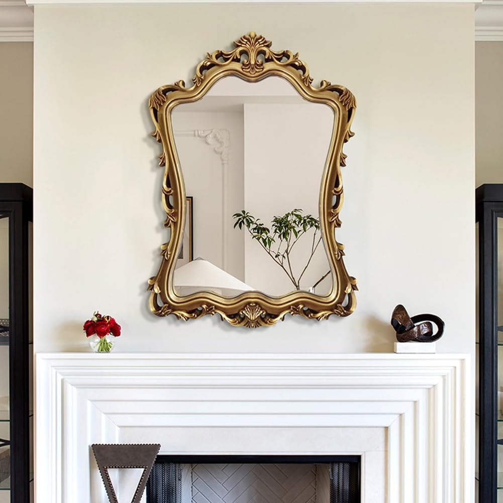 Miroir Baroque Arqué 20x32 Pouces – Or Antique – Salle De Bain Déco Murale
