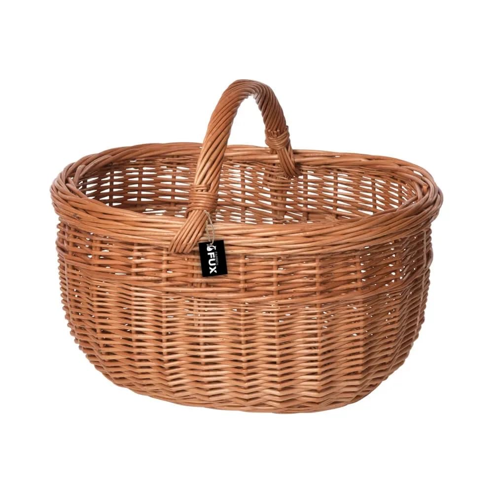 Einkaufskorb Weide oval gesottener geflochtener Henkel Marktkorb 40x34cm