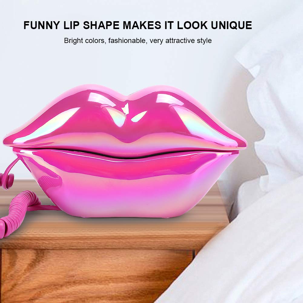 Funny Lip Telephone, with Number Storage Function, Rose Red Landline Telephone Home Desktop Corded Fixed Telephone for Home Office Phones Home Decoration, Gifts for Kids Seniors Adults Friends