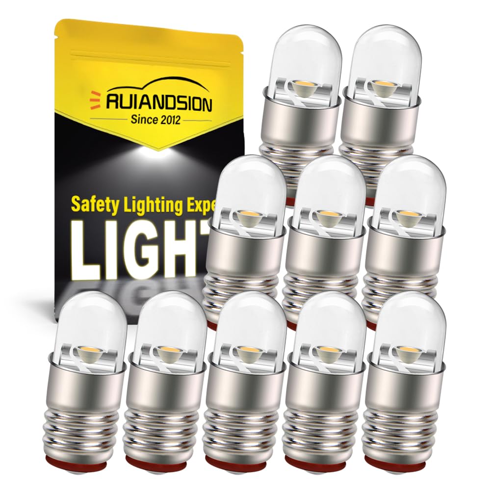 Ruiandsion E5 LED Bulb Warm White 6V E5 E5.5 Screw Base LED Bulb Upgrade for Modle Train Lights(Pack of 10)