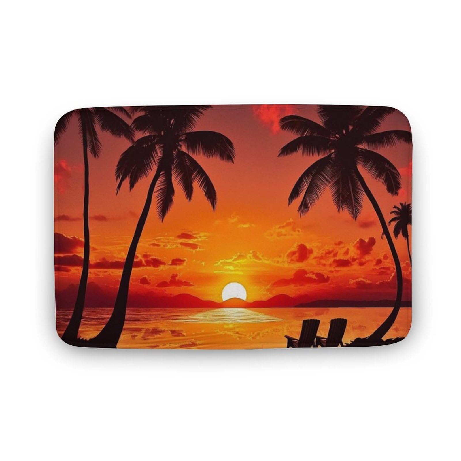 Tapis de bain corail 80x50 cm coucher de soleil