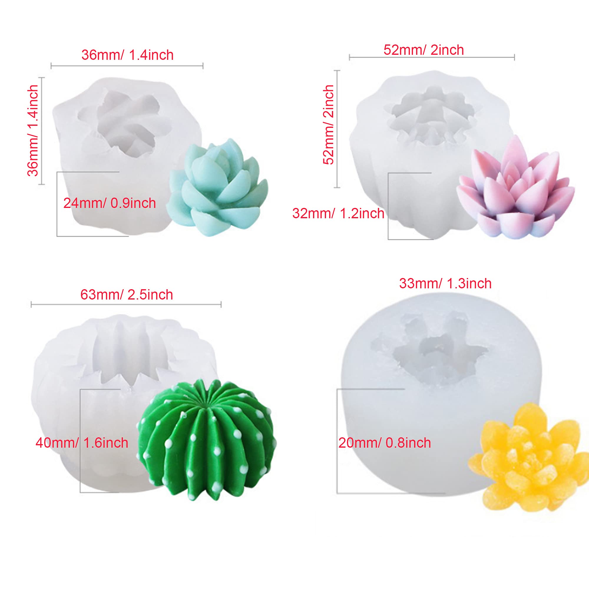 Woohome 4 Stampi In Silicone Per Succulente – Per Torte, Fondant, Cioccolato E Candele - 4