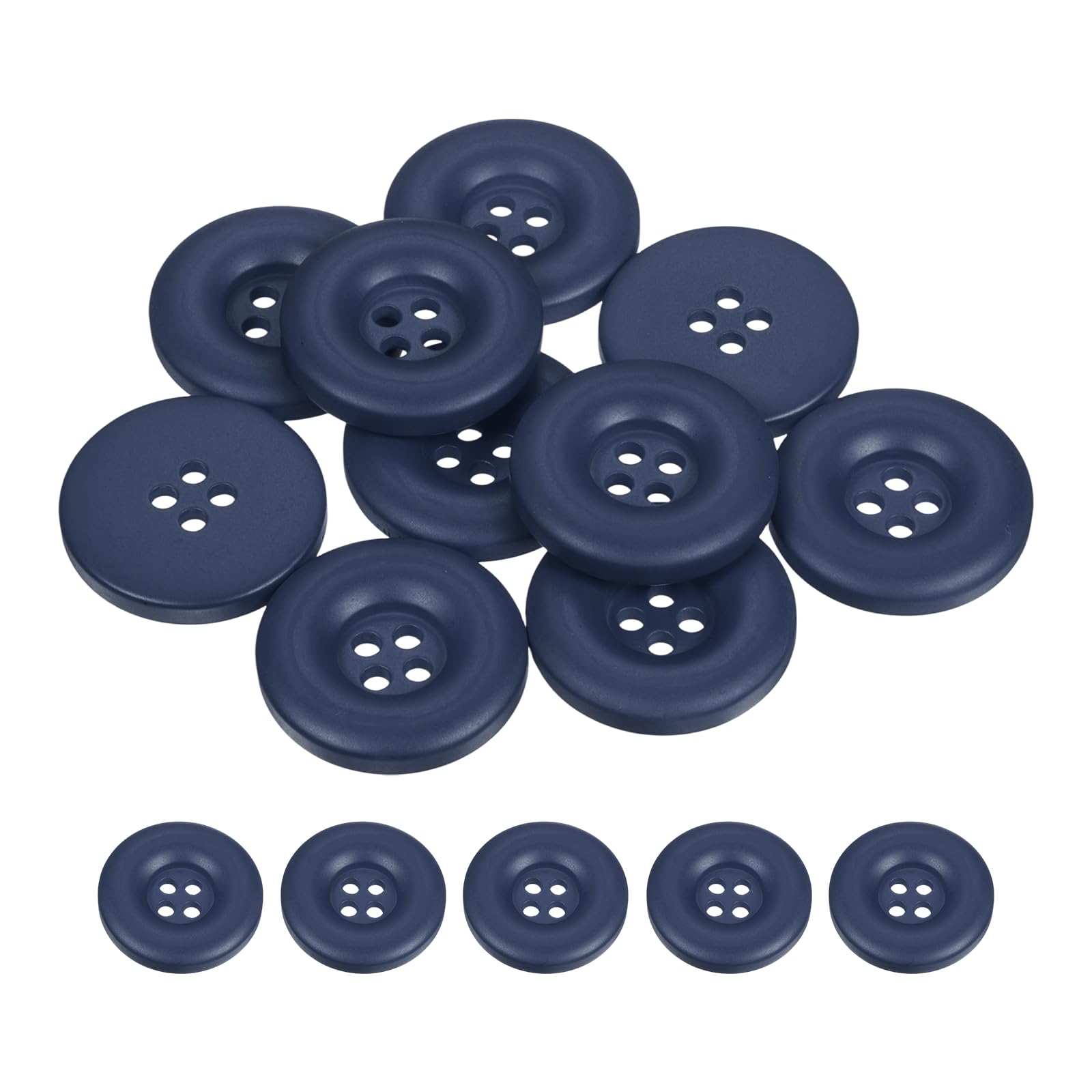 sourcing map 10pcs Sewing Button 25mm (1 Inch) 4 Holes Resin Thickened Round Crafting Replacement Buttons for Clothing DIY Crafts Decoration, Dark Blue