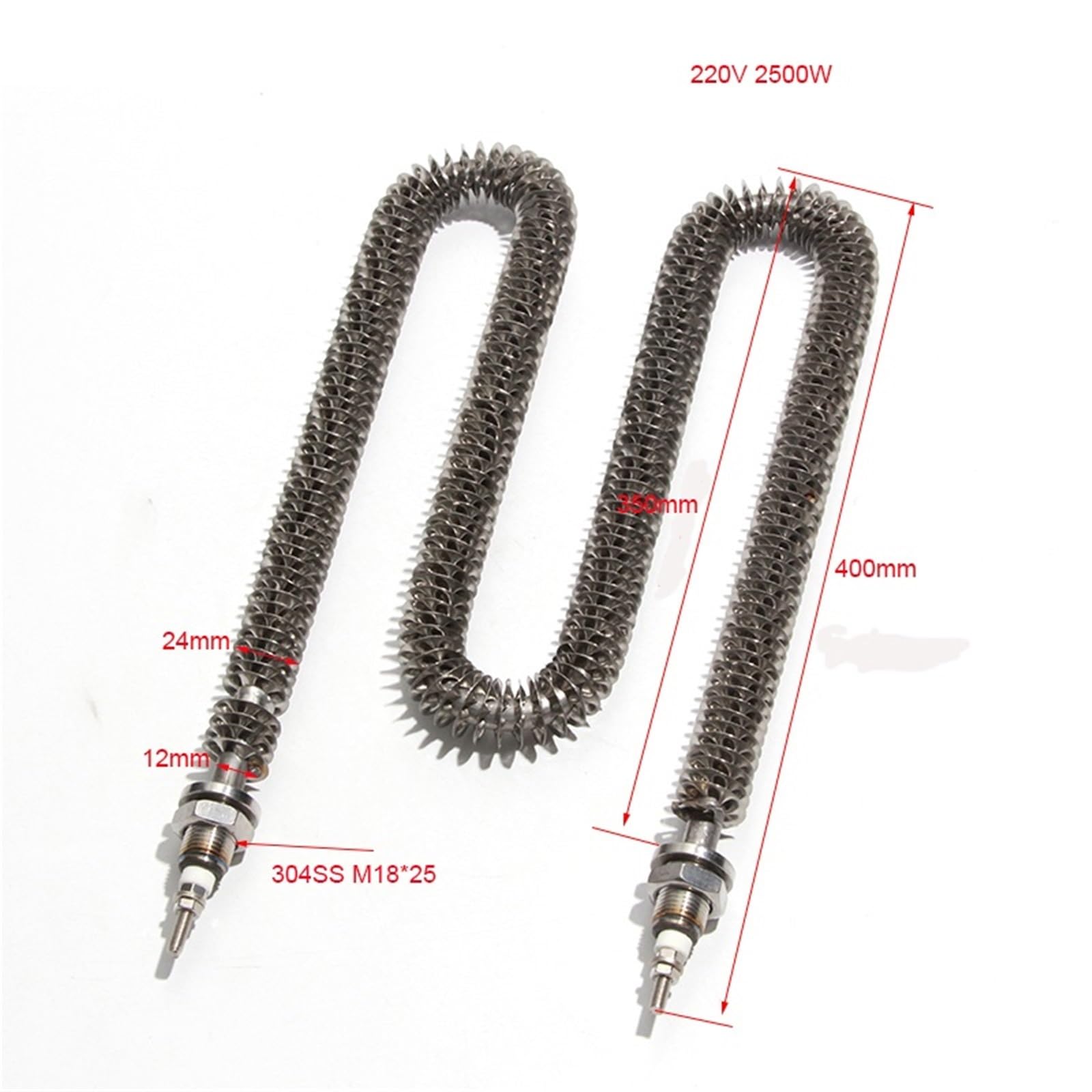 Elemento calefactor de aleta en forma de M de 220 V SS304 1500 W 2000 W 2500 W 3000 W 3500 W Resistencia del calentador eléctrico 1 unidad (ciruela)