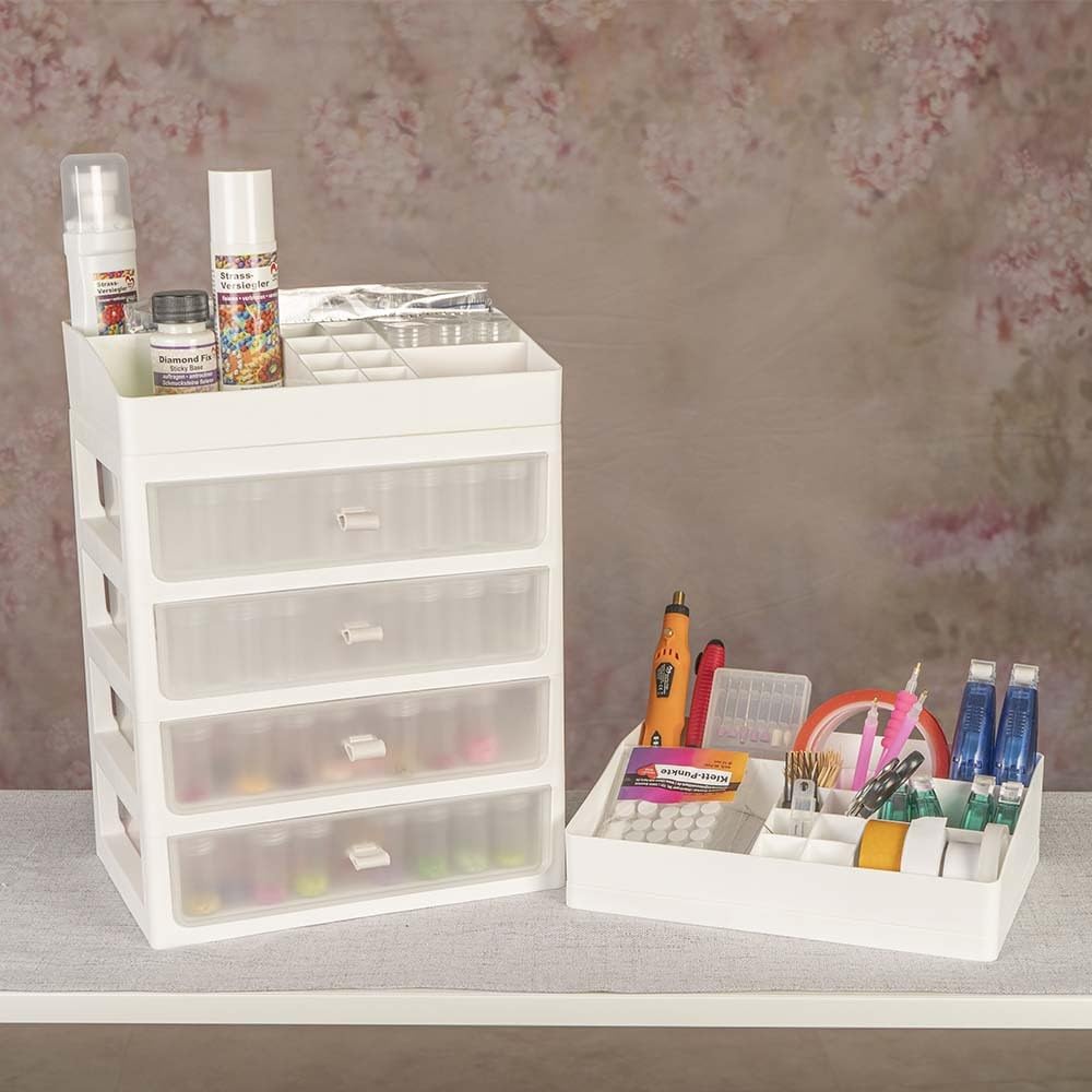 Ideen mit Herz Contenitore per pietre e accessori per diamond painting | Organizer per ordinare | Scatola per sistemi di immagazzinaggio | Dimensioni: 26 cm x 18 cm x 20,8 cm | Valigetta fai da te per