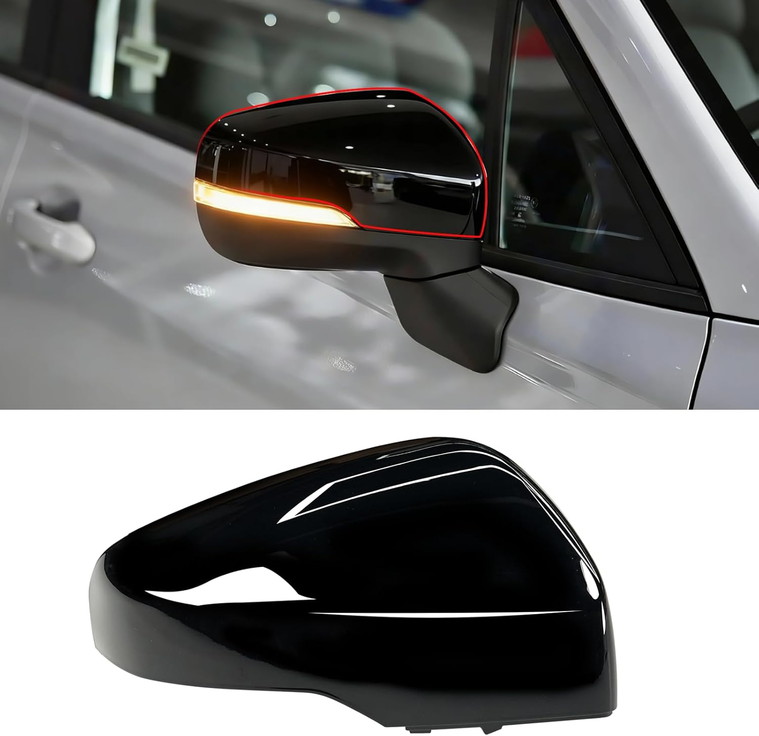 Yumzeco 1PC Compatible with Subaru Mirror Cover Forester 2019-2023/Crosstrek 2018-2023, Passenger Side Subaru Forester Mirror Cap W/Light Clip-on Replacement Replace for 91059FL020-Right Glossy Black