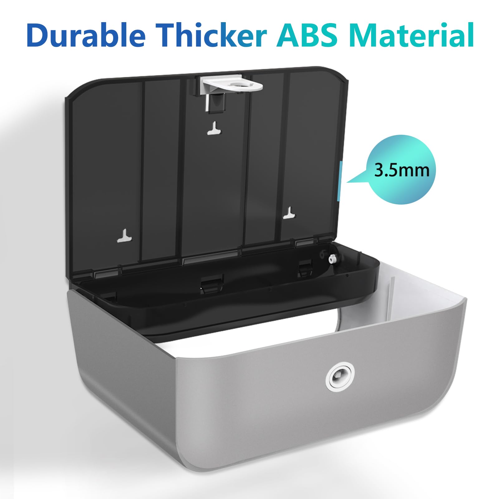 modunful Dispensador de toallas de papel montado en la pared, dispensador de toallas de papel de mano múltiple, soporte de toalla de papel plegable en C para baño, instalación sin agujeros, cubierta
