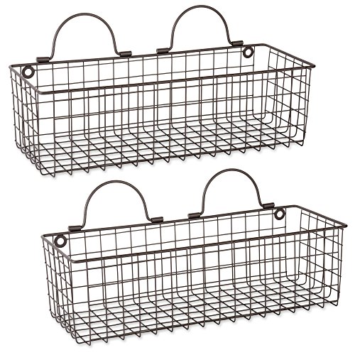 DII Farmhouse Vintage Décor, Wire Wall Basket, Medium, Bronze, 2 Piece by DII - Used condition - US$14.78