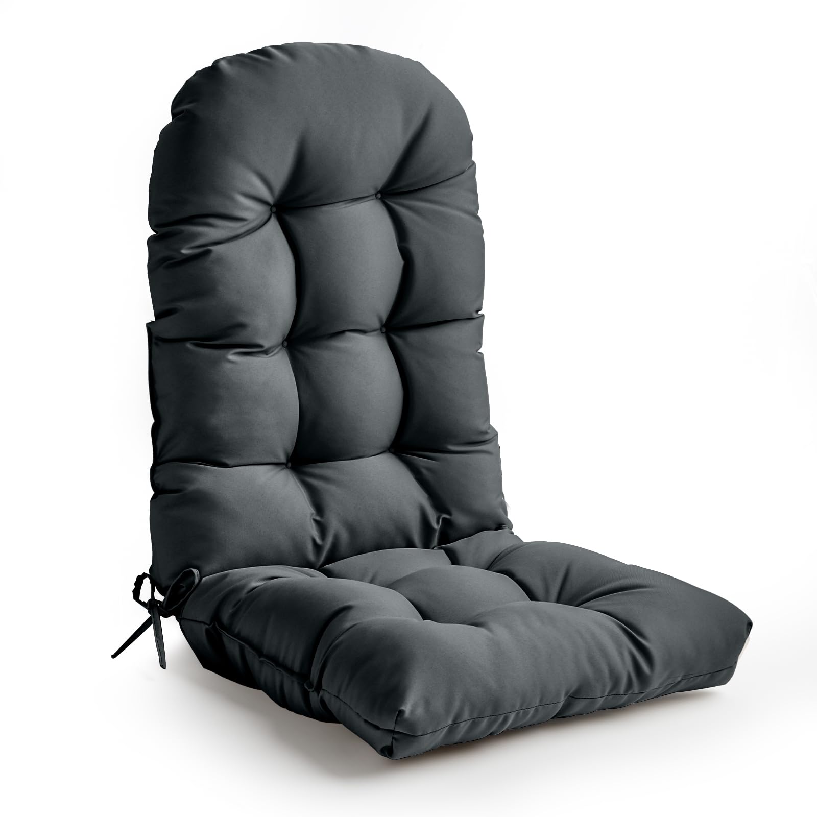Adirondack Chair Cushion, High Back Patio Cushions with Adjustable Ties, 48.8 x 20.4 x 4.3, Waterproof Tufted Pillow, Fade Resistant Seat Rocking Chair Cushion for Indoor/Outdoor, Dark Gray,1