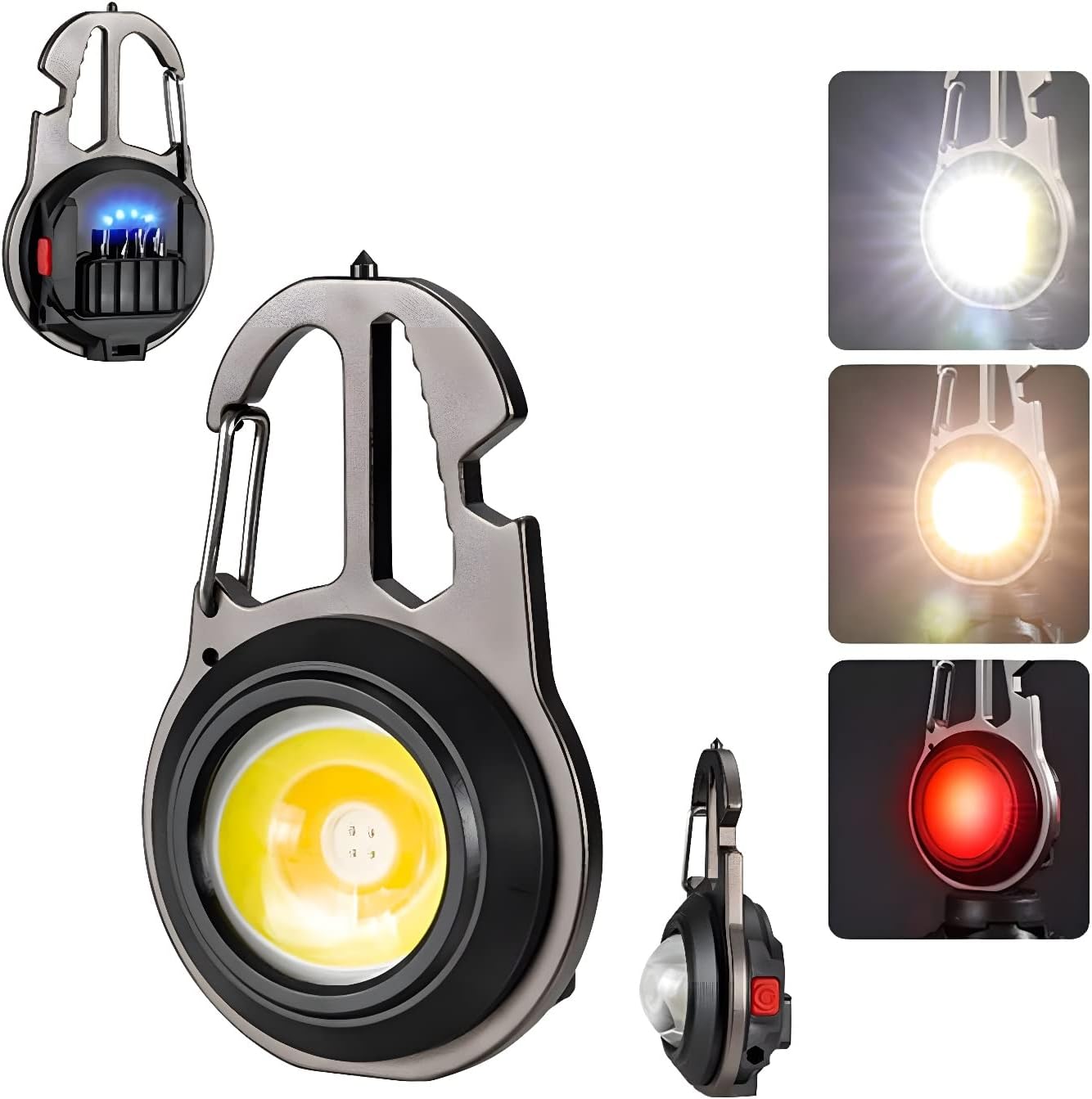 Wixann LED Keyring Torch 1000Lumens,500mAh COB Waterproof Keychain Flashlight,LED Torch Rechargeable with Screwdriver,7 Light Modes Portable Outdoor Work Light for Daily Use [Energy Class A++]