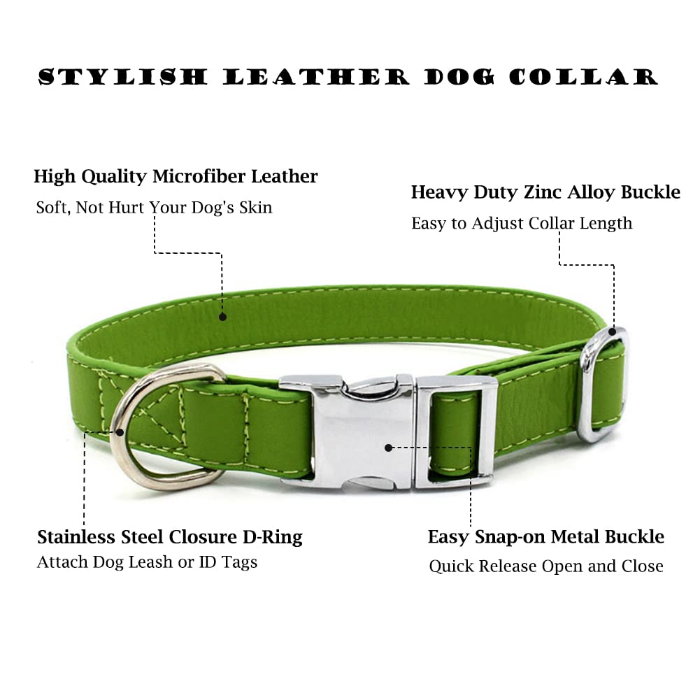 Verstellbares Hundehalsband Aus Weichem Leder Mit Metall Schnalle - Länge 36.8-53.3 Cm, Breite 2.5 Cm (Grün)