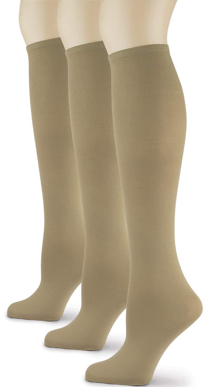 Sox Trot Women's Solid Knee High Trouser Socks, Silky Soft Thin Material, Tall Boot Socks 3 Pairs