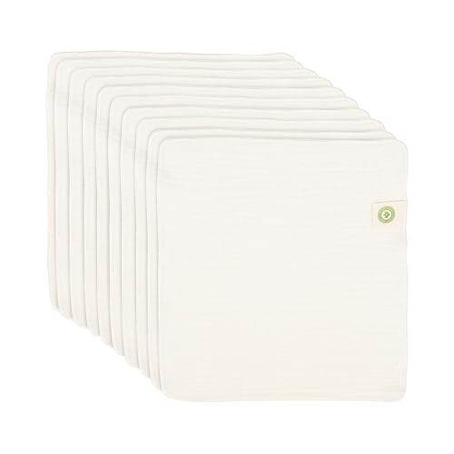 Toallitas reutilizables de algodón orgánico para bebé, paquete de 10, lavables, sin blanquear, sin teñir, totalmente naturales, sin tóxicos, paños