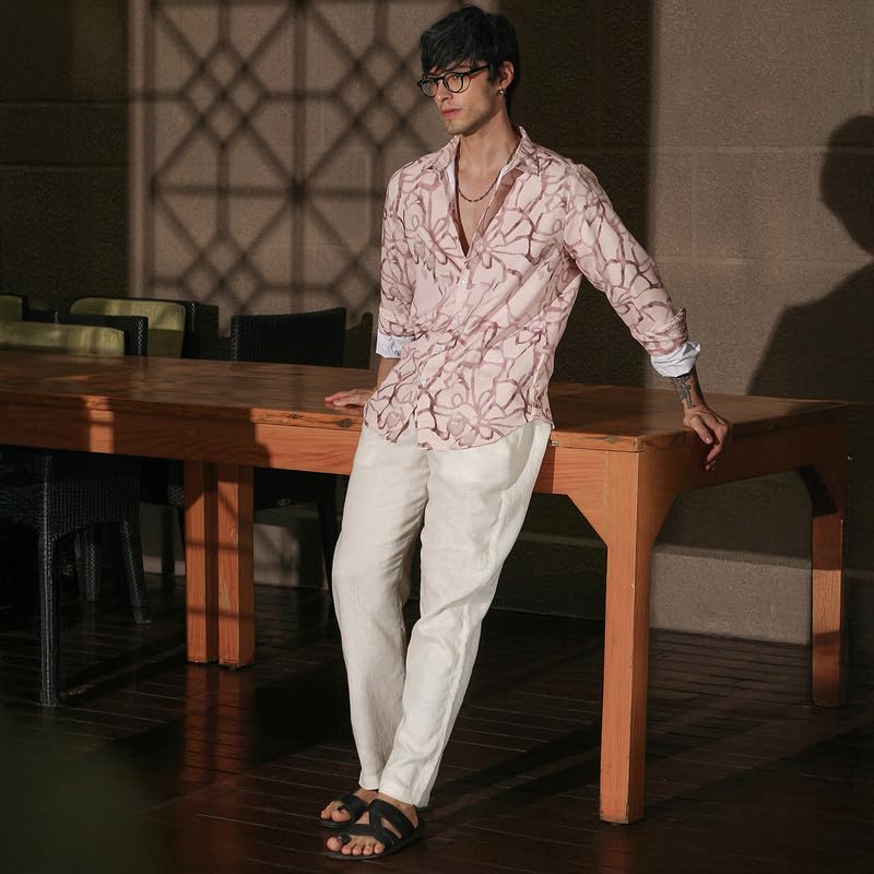 Image of CAHOOT Men's Bisque Shirt Casual Wear | Spread Collar | Long Sleeve | Button Closure | Shirt Crafted with Comfort Fit for Everyday Wear