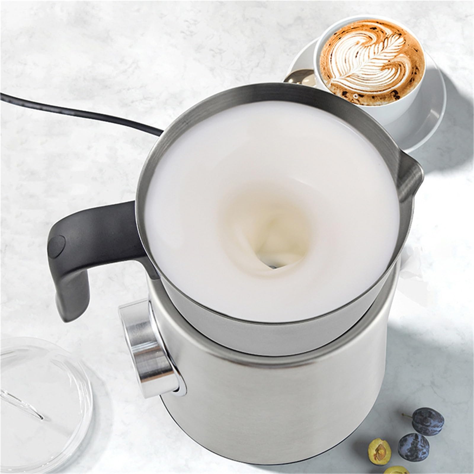 Elektryczny spieniacz do mleka 4 w 1, do kawy, 900 ml, automatyczny spieniacz do ciepłej i zimnej pianki, do latte cappuccino, macchiato