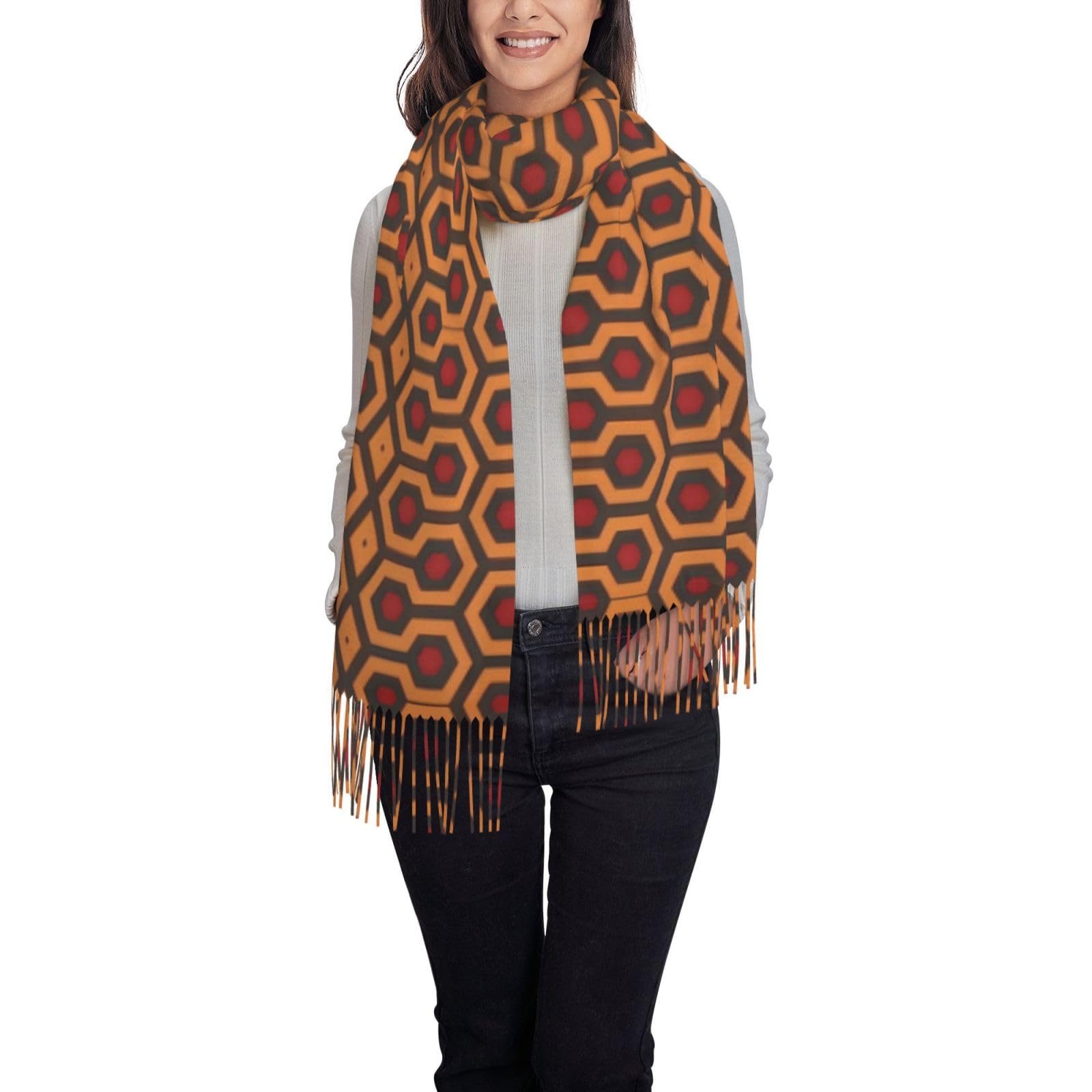 rrxnbcgg Shining Overlook Winter Scarf for Women Shawl Cashmere Feel Tassel Plaid Large Oversized Scarves Wraps.
