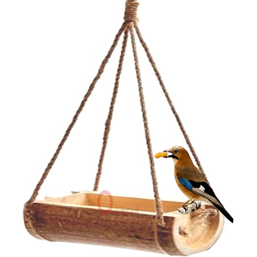 LIVEONCE Bamboo Open Feeder for Birds Set of 1- Color -Natural