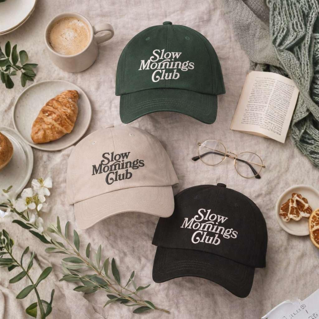 Slow Mornings Club Embroidered Baseball Hat - Image 3