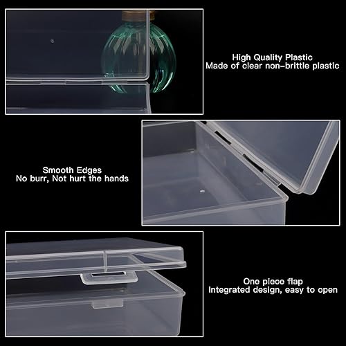 Miniatura 3 de Rocutus Contenedores de almacenamiento de plástico transparente, paquete de 8 mini cajas de cuentas con tapa con bisagras, tamaño grande (7.7 x 4.1