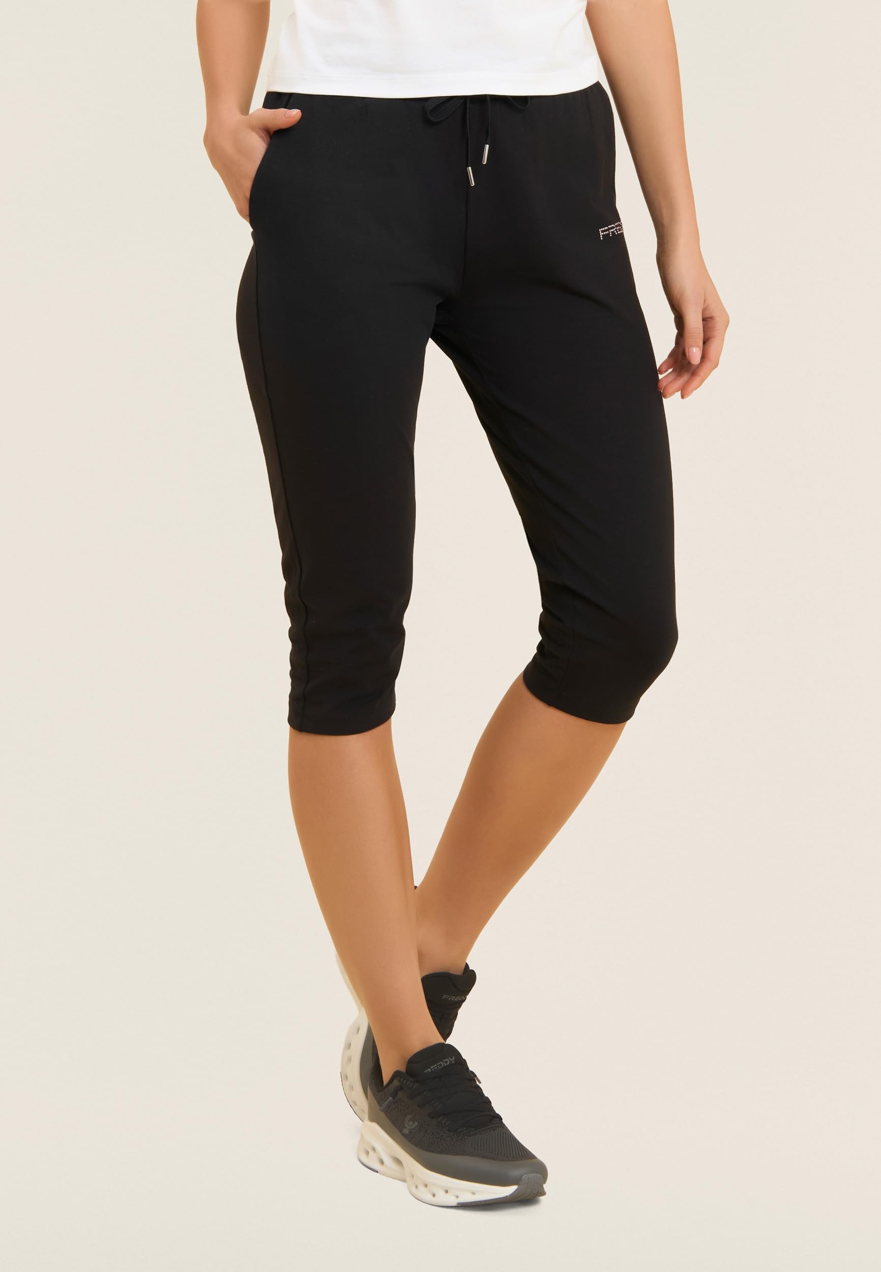 FREDDY - Pantaloni Sportivi Corsaro con Coulisse E Logo, 92% Cotone 8% Elastan