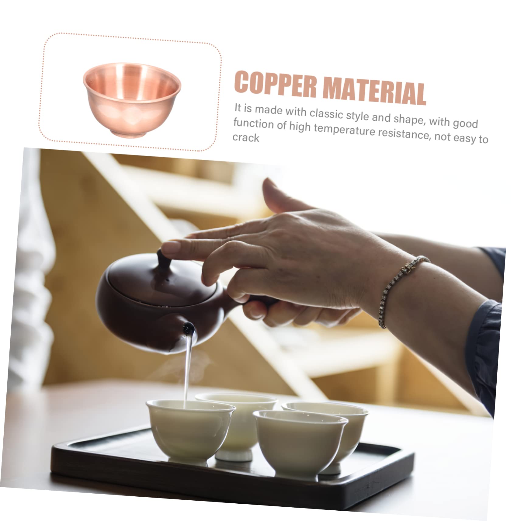 5 Pz Tazza Da Tè Ciotola Per Offerte Per L'altare Ciotola Di Tè Matcha Coppa Dell'altare Buddista Matcha Chawan Ciotole Da Tè Retrò Tazze Da Tè Cinesi Mini Tazze Da Tè Rame Rosso