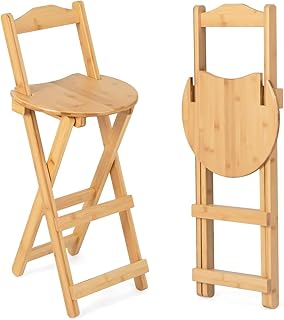 Folding Bar Stool Kitchen 24 inch Folding Kitchen Counter Chair Portable Wooden Bar Stool Outdoor Shop Kitchen Restaurant Coffee Stool 1 (Burlywood)