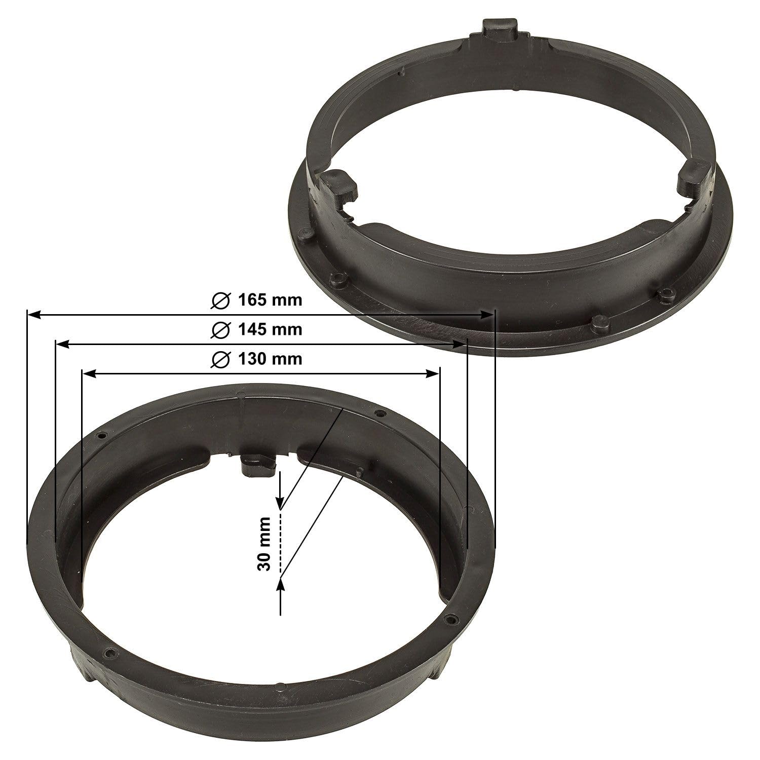 tomzz Audio 2837-000-1 Anneaux de Haut-parleurs Adaptateurs Supports compatibles avec Mitsubishi ASX Mirage Space Star Outlander Pajero pour Haut-parleurs DIN 165mm