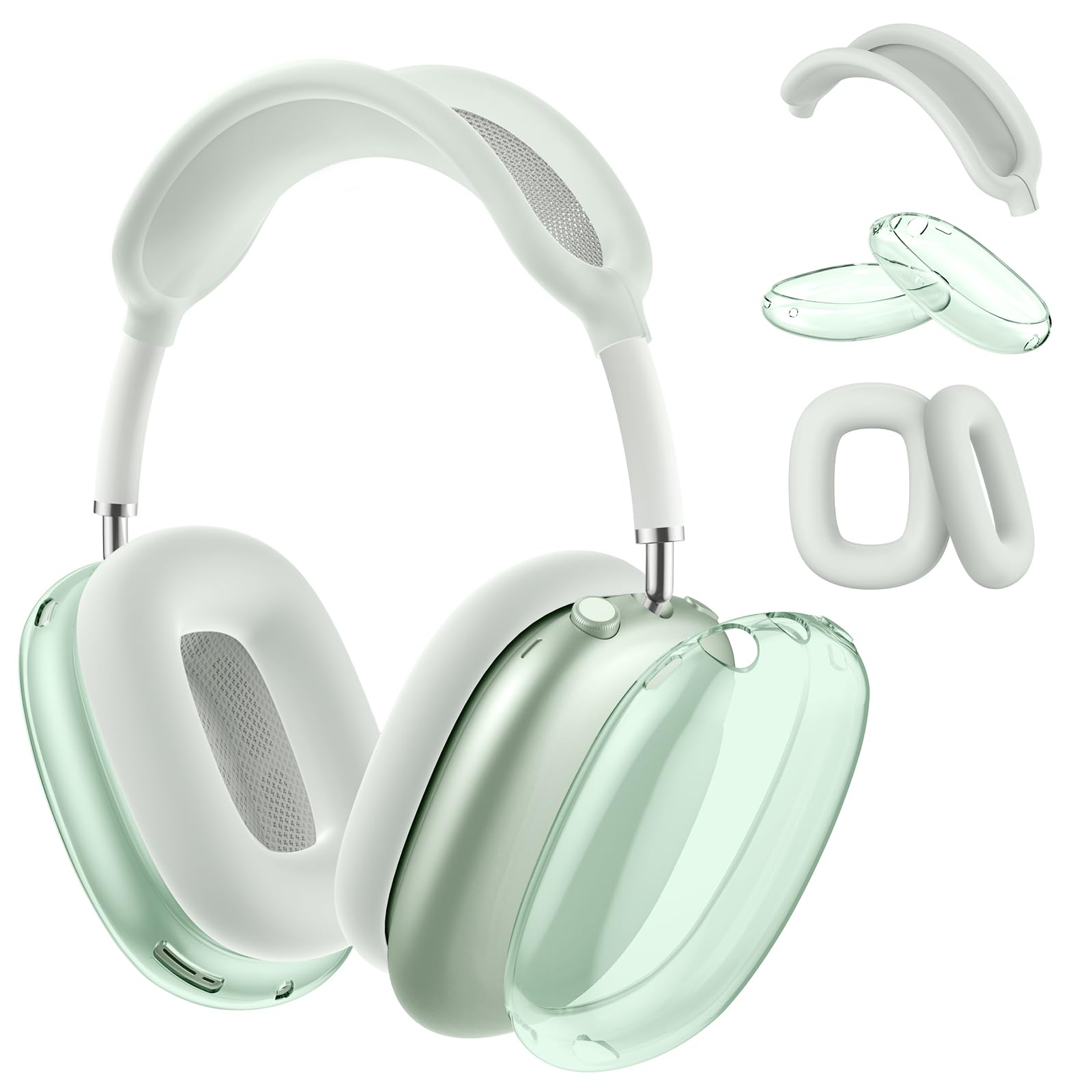 Maxjoy AirPods Max Case, Transparent Ear Cups Cover, Ear Pad Case, Headband Cover for Apple AirPods Max Headphones, Soft Clear TPU/Silicone
