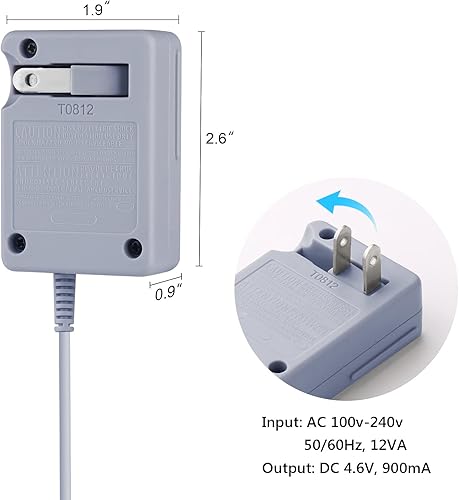 Miniatura 2 de Cargador 3DS, adaptador de CA compatible con Nintendo 3DSDSiDSi XL2DS2DS XLNuevo 3DS XL - Enchufe de pared para el hogar de 100-240V