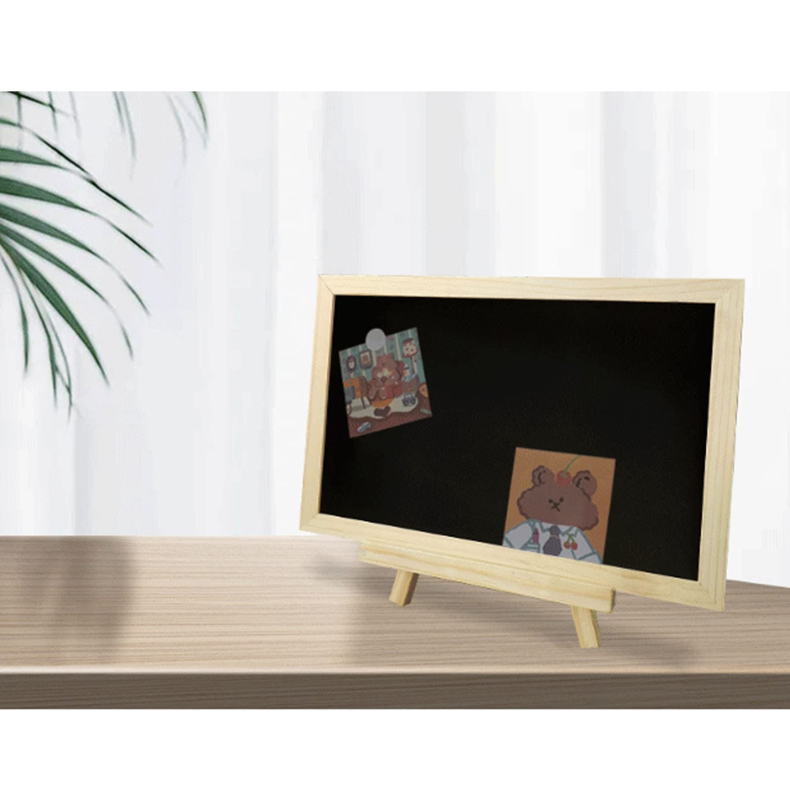 Lavagna 20 cm x 30 cm Lavagna Piccola da Scrivania con Supporto in Legno Bacheca per la Cucina Scuola e Ufficio, Lavagna Portatile con Struttura in Legno