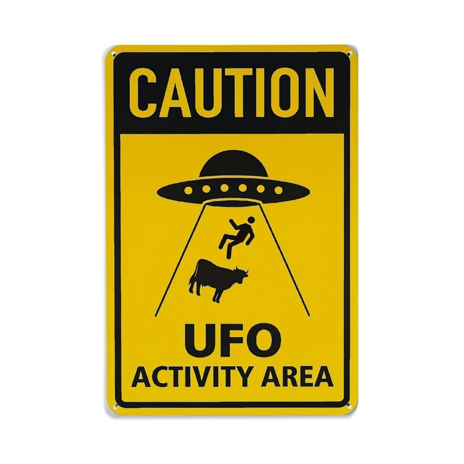 Bliveurn Vintage Caution Ufo Activity Area Sign Retro Metal Tin Sign, Metal Poster For Home, Gaming Room, Studio Workshop,Bar,Garage Wall Art Decor 8X12 Inch