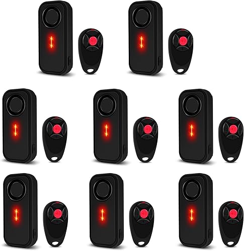 Miniatura 8 de Juego de 2 alarmas inalámbricas para bicicleta con control remoto, alarma antirrobo, alarma inalámbrica con sensor de movimiento, alarma impermeable