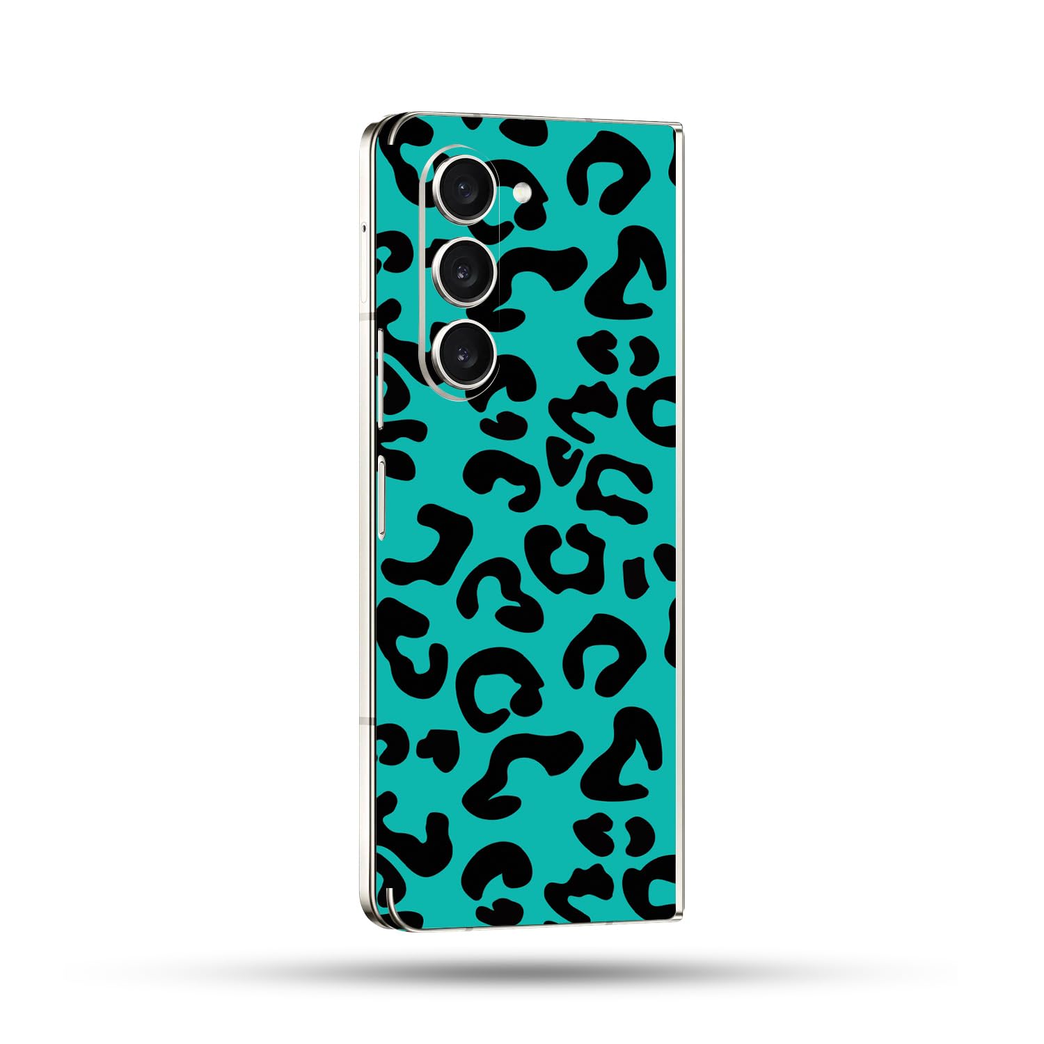 MightySkins Skin Compatible with Samsung Galaxy Z Fold 5 Full Wrap - Teal Leopard | Protective, Durable, and Unique Vinyl Decal wrap Cover | Easy to Apply, Remove, and Change Styles | Made in The USA