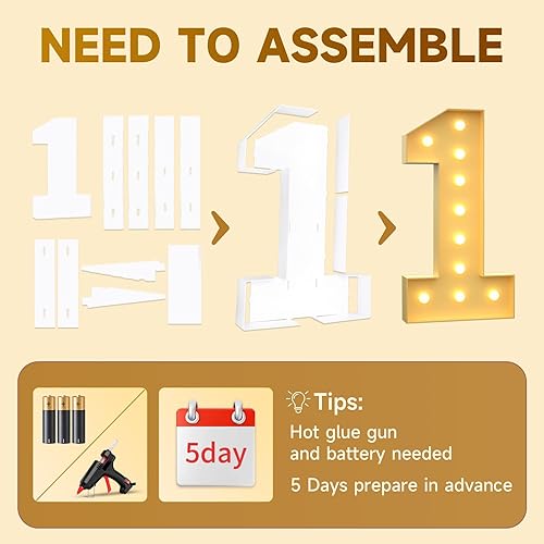 Miniatura 76 de Números iluminados grandes de 4 pies, números de marquesina 2 para decoraciones de cumpleaños de 21 para niños y niñas, números gigantes iluminados