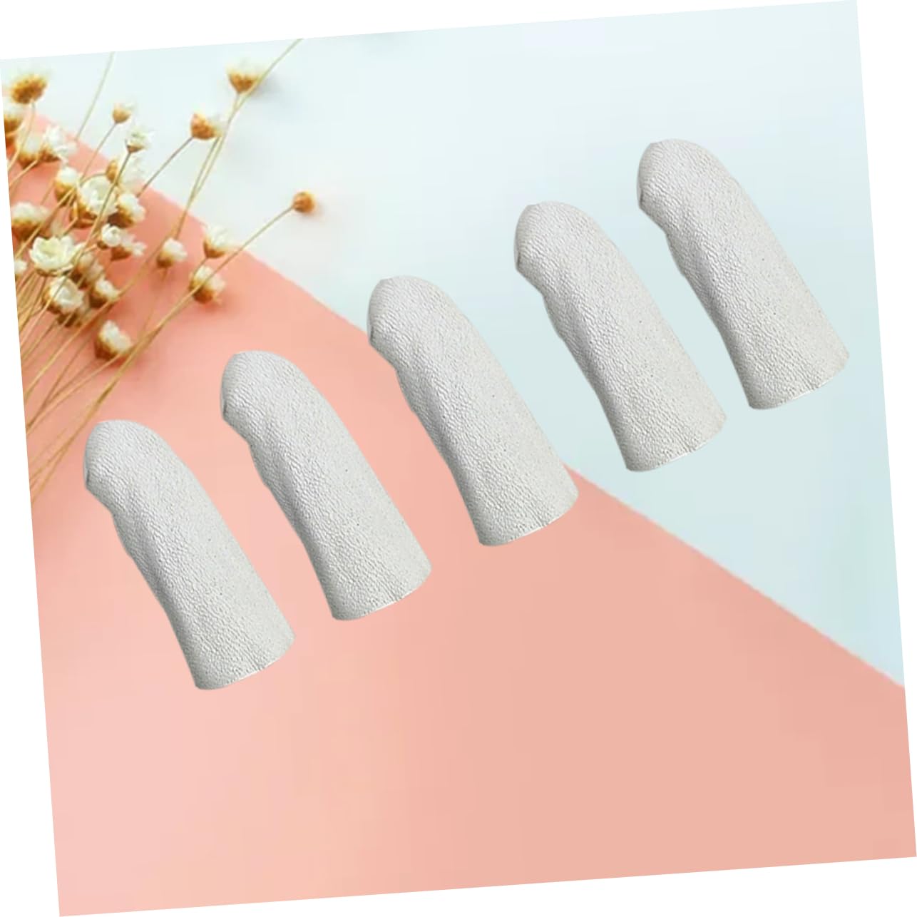 TOVINANNA 5pcs Prevent Injury Finger Sleeve Jewels for Nails Craft Finger Caps Heat Insulation Finger Sleeve Thumb Cots Fingertip Bandages Thumb Sleeve Finger Sleeves Finger Guard White