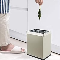 Vista 6 de Cubo de basura de metal con parte superior abierta "Invisi-Overlap", papelera de oficina pequeña, decoración moderna del hogar, forma rectangular
