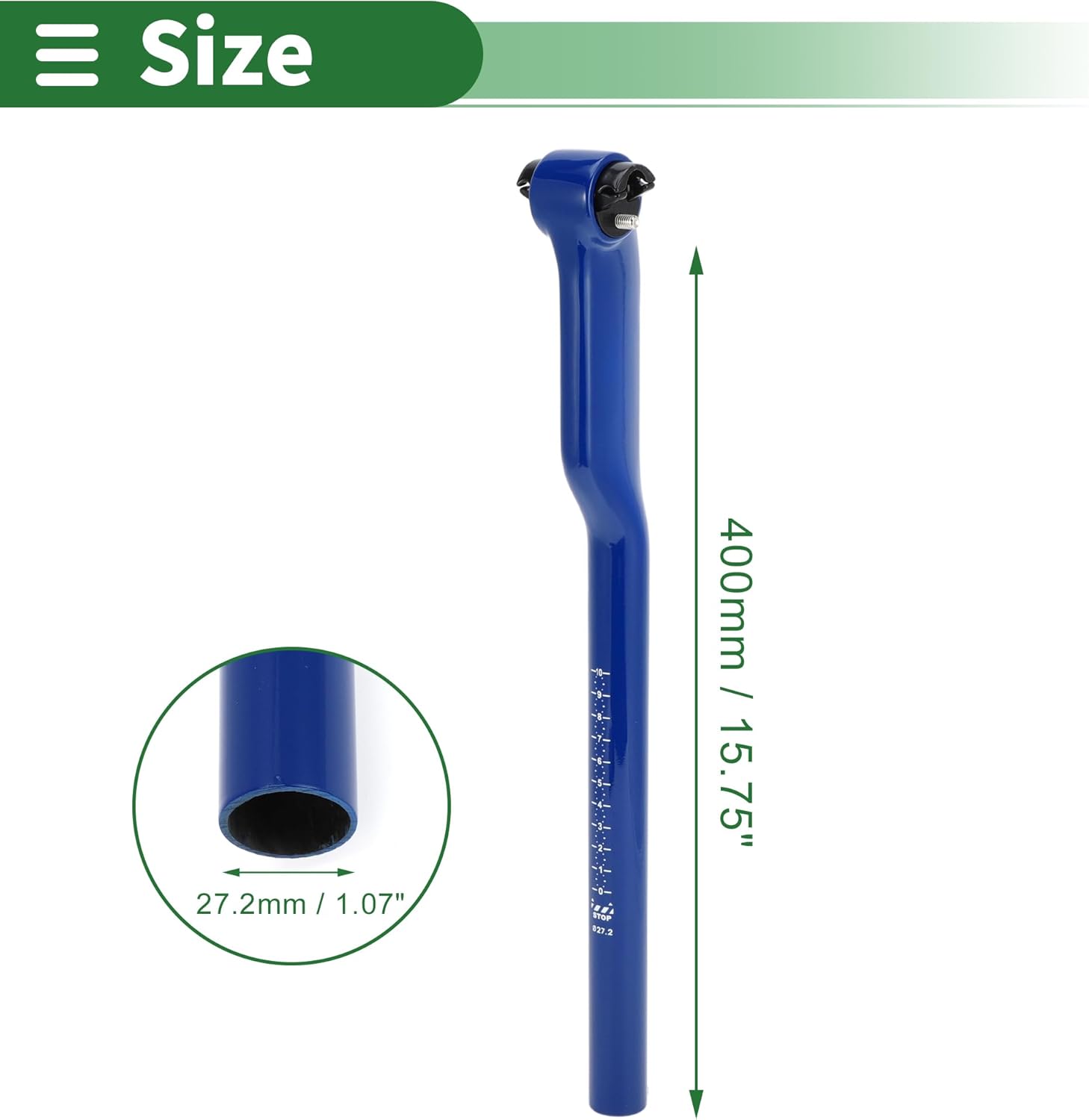 Motoforti Universal Bike Seat Posts Bike Saddle Post Seat Tube 27.2x400mm 5° Height Adjustable Carbon Fiber Blue 1 Pc