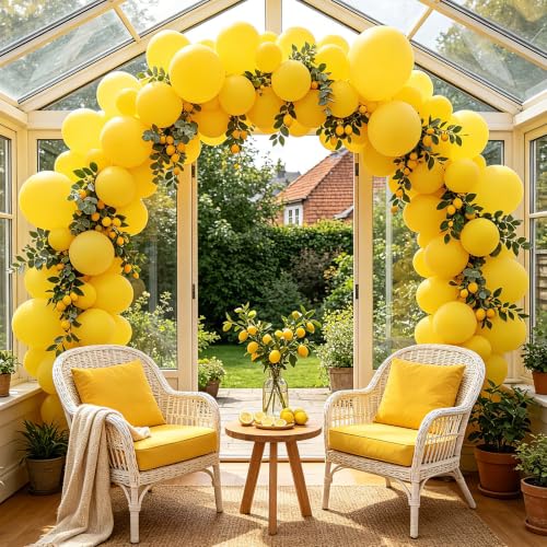 Image of 108Pcs Double Stuffed Yellow Balloon Garland Arch Kit