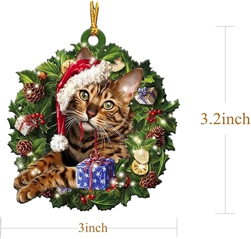 Miniatura 4 de Adornos de gato para árbol de Navidad, bonitas decoraciones de imagen de gato, regalos conmemorativos para mascotas para Navidad, divertidos adornos