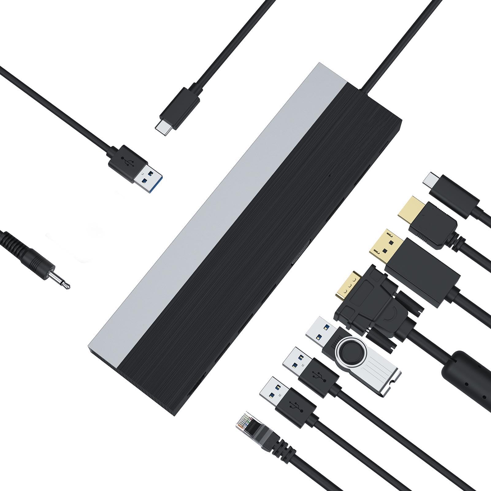 Adattatore Multiporta Hub 12 in 1 con funzionalità Triplo Display per Laptop e Desktop Design Compatto in Lega di Alluminio