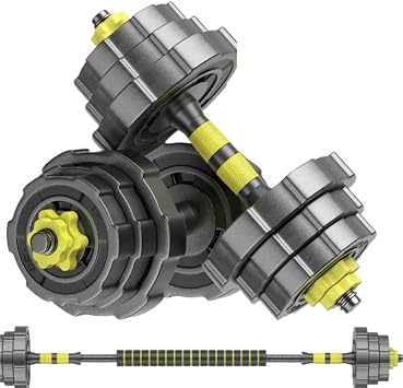 Dumbbel Adjustable-Dumbbells-Set,80lbs Free Weights Set with Connector,Fitness Exercises for Home Gym Suitable Men/Women,Yellow Barbell