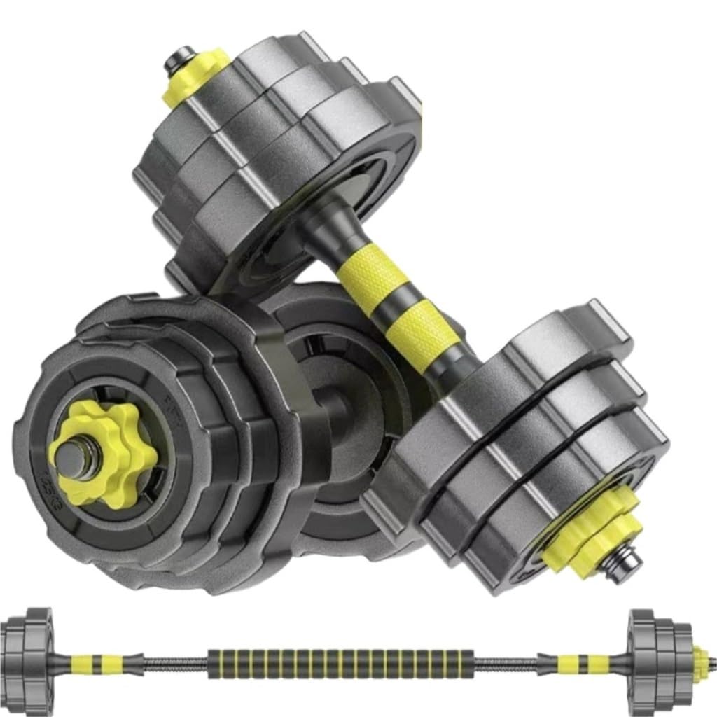 Dumbbel Adjustable-Dumbbells-Set 80lbs Free Weights Set with Connector Fitness Exercises for Home Gym Suitable Men Women Yellow Barbell