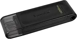 Kingston Pendrive DataTraveler 70 128 GB portátil e leve USB-C com USB 3.2 Gen 1 velocidades DT70/128GB, preto