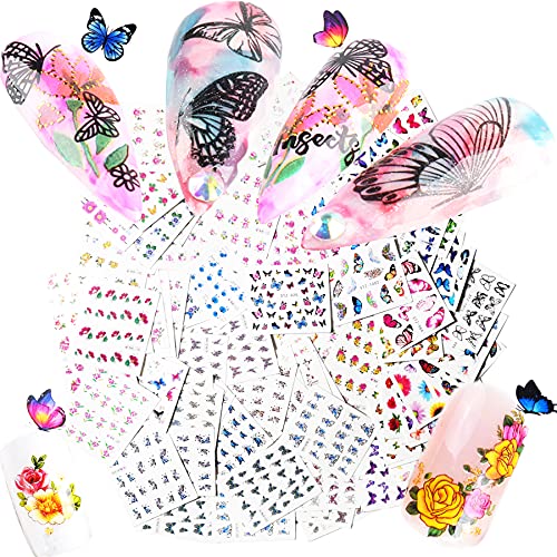 HIFONI 115 Blatt NagelKunst Aufkleber Abziehbilder,2000+Designs Bunt Schmetterling/Blume Nagelaufkleber Aufkleber…