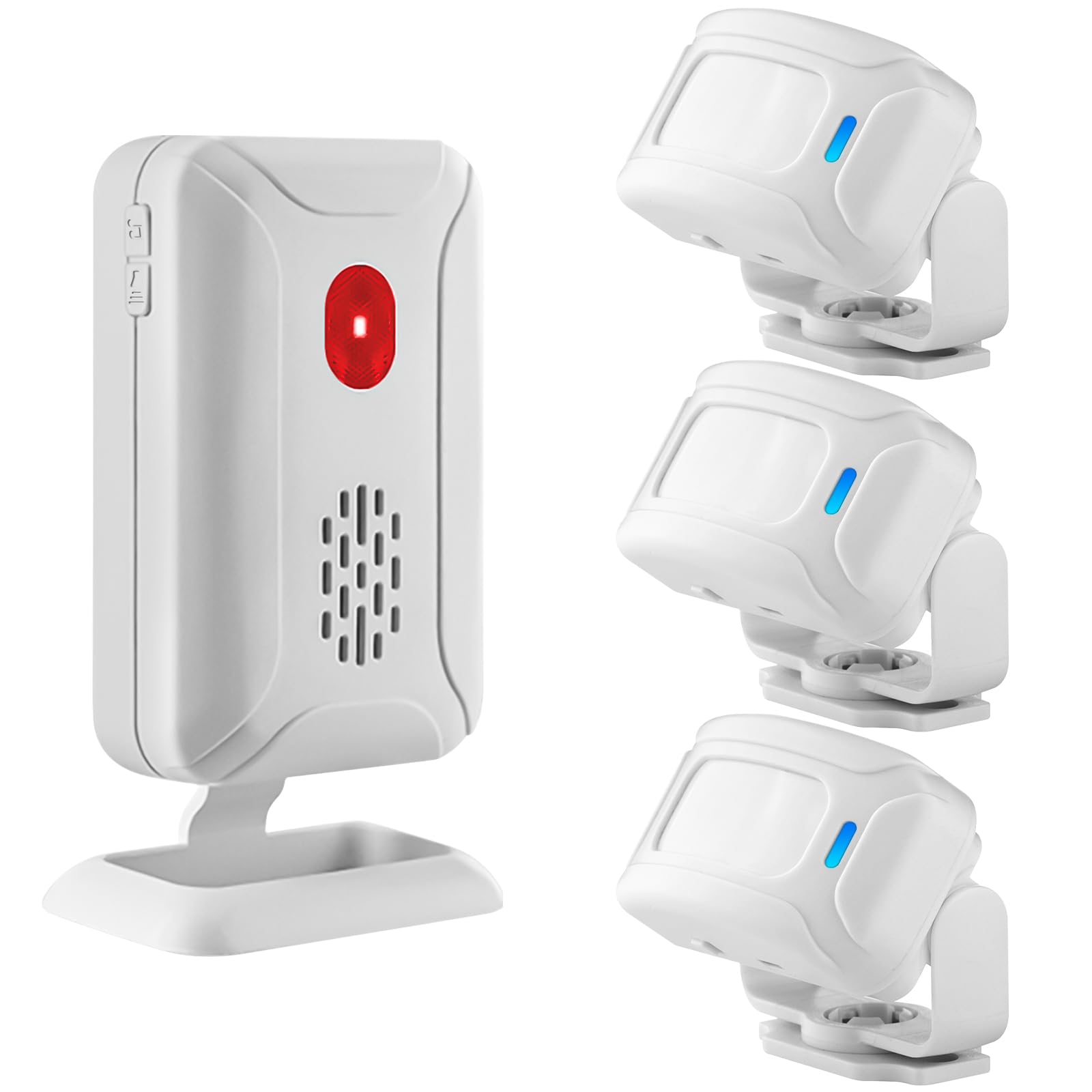 Cruxer Motion Sensor Detector Wireless PIR Security Alarm for Home Safety, Welcome Doorbell, Mailbox Alert, Dogs and Cats Passing Reminder, Elderly Calling Caregiver (3 Sensor & 1 Receiver)