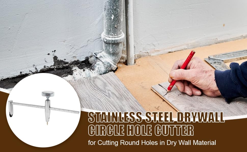 ドライウォールサークルカッター ステンレススチール ドライウォールサークルホールカッター スチールシャフト 石膏ボードソー 調整可能